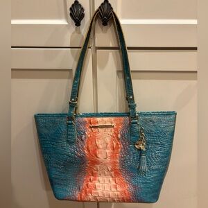 Brahmin Croco leather sundew Ombre Melbourne medium Asher tote purse EUC
